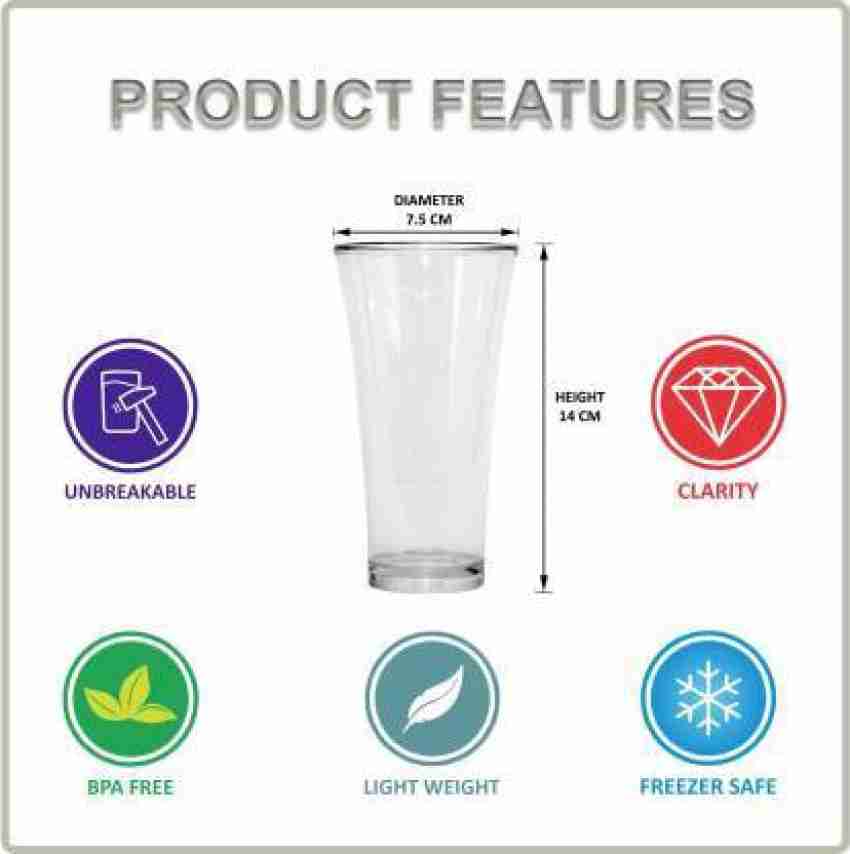 Borosil Water Glasses Set of 6, 12 Oz, BPA Free