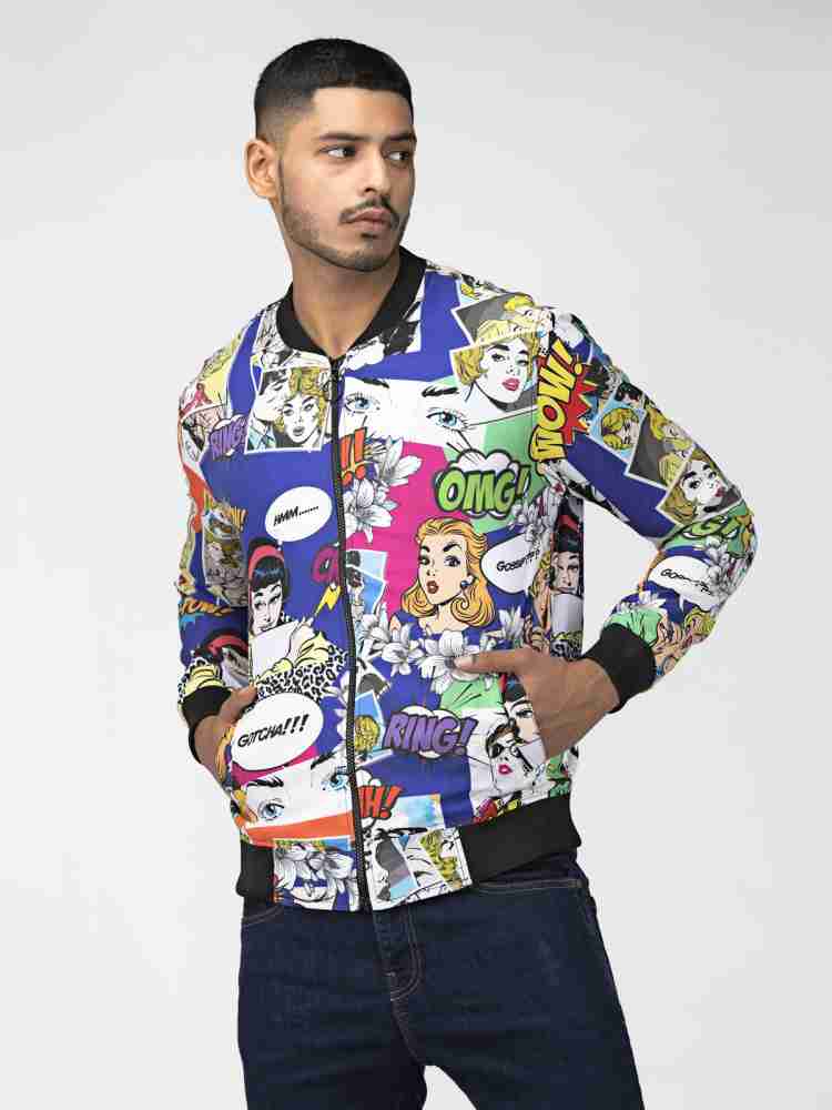 Cartoon strip print hot sale bomber jacket