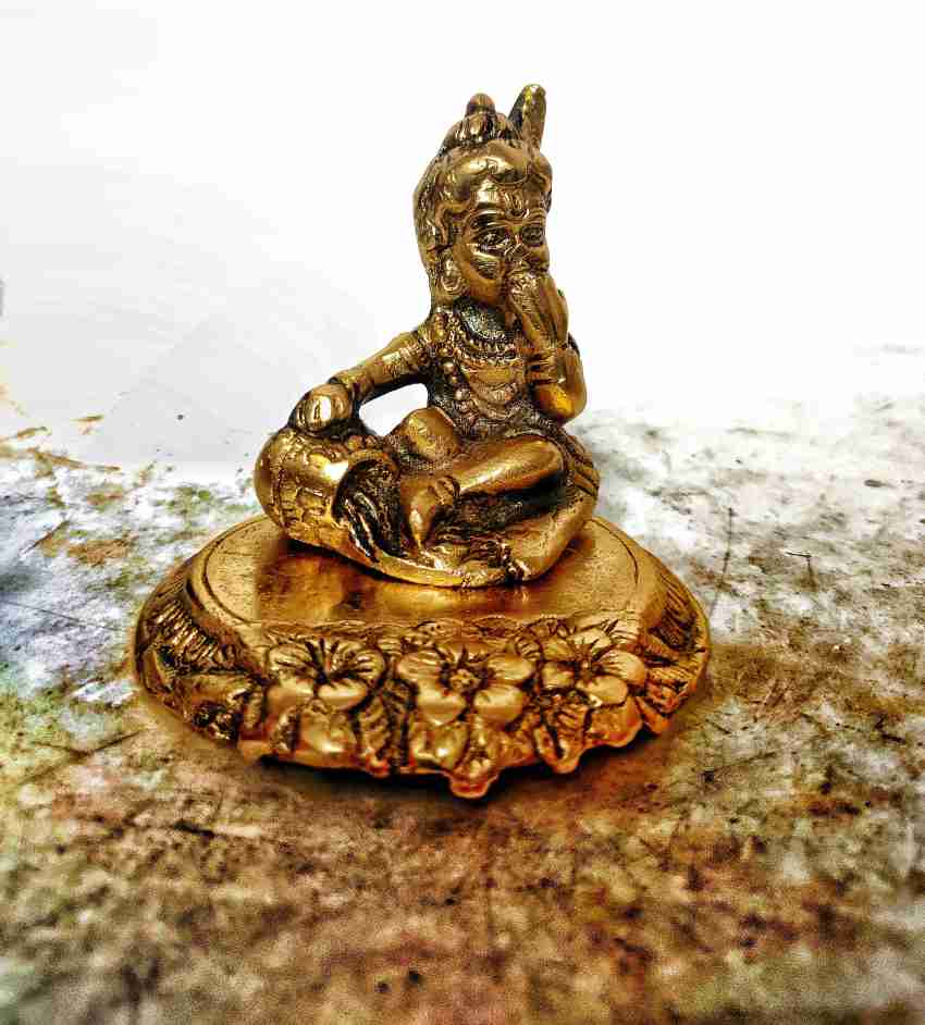 Bal Gopal Krishna Having Makhan Brass Statue