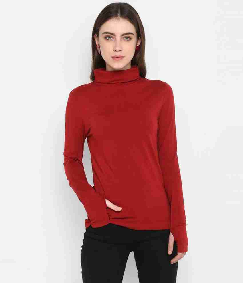 Womens red new arrivals turtleneck shirt
