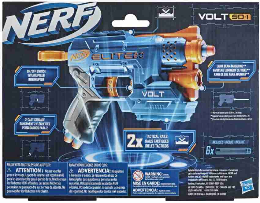 Nerf Elite 2.0 Volt SD-1 Blaster, 6 Nerf Elite Darts, Light Beam Targeting,  Dart Storage, Tactical Rails