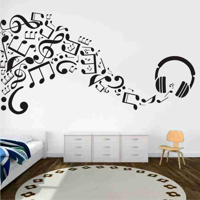 WALL STICKS Music Notes Head Phone Song Relax Creative
