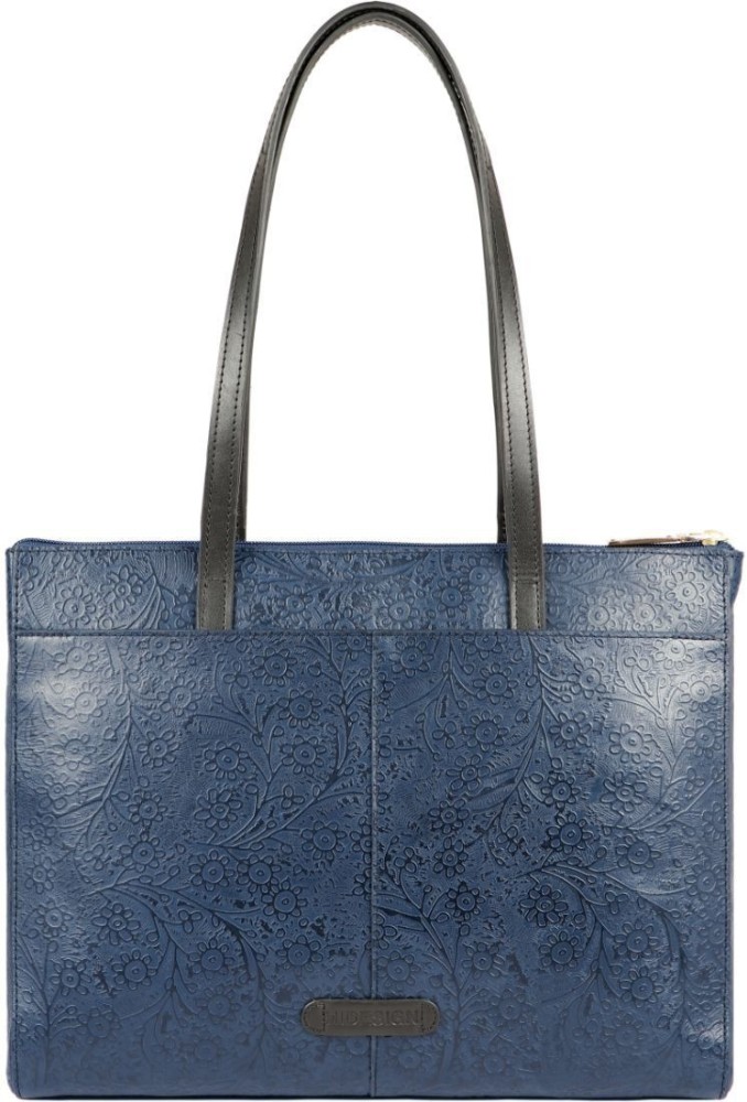 Hidesign Handbag Womens Leather Satchel Bag Purse Brown Medium LOGO Silver