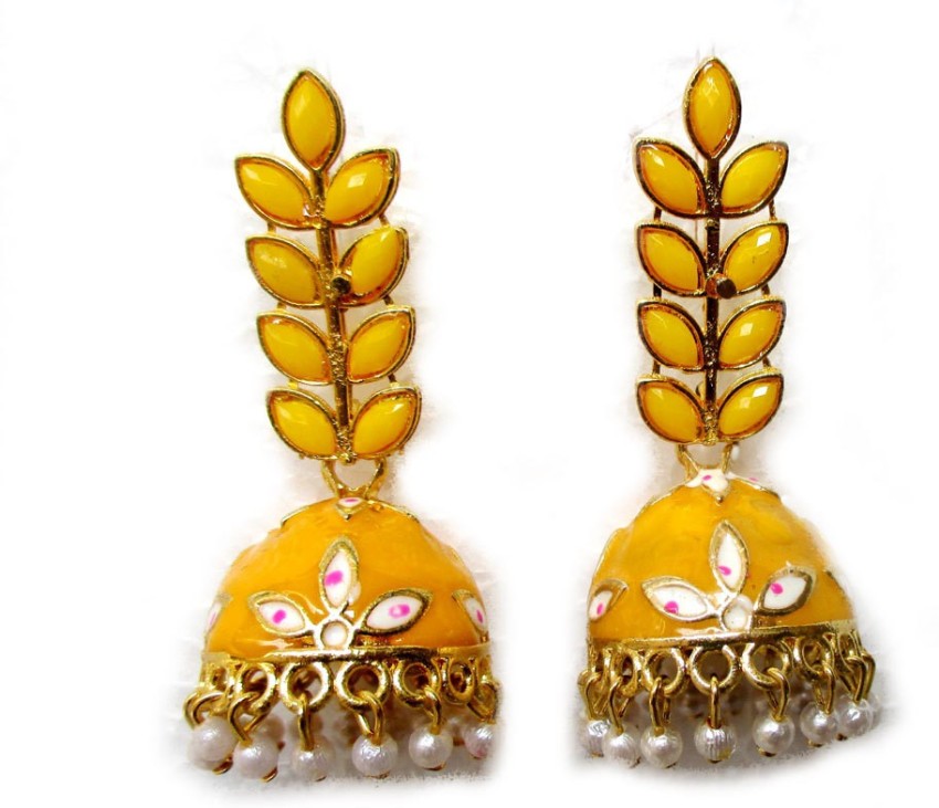 Yellow earrings deals for haldi