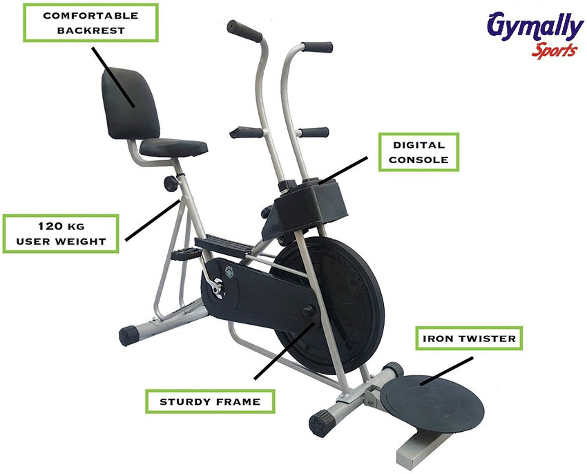 Gymally Exercise Cycle with Back Support Twister Fix Handle Gym