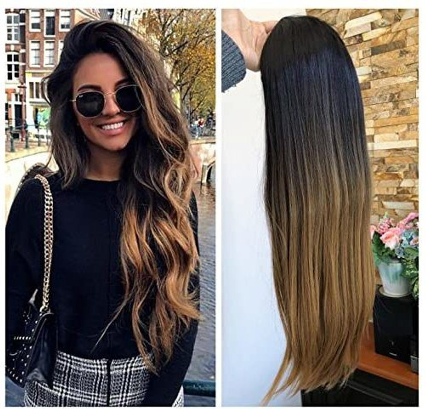 Brown to blonde deals ombre long straight hair