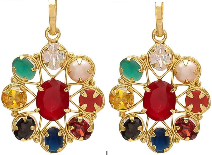 Navratna gold pendant set hot sale