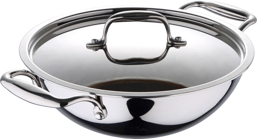 Trilonium Triply Stainless Steel Extra Deep Kadhai With Lid