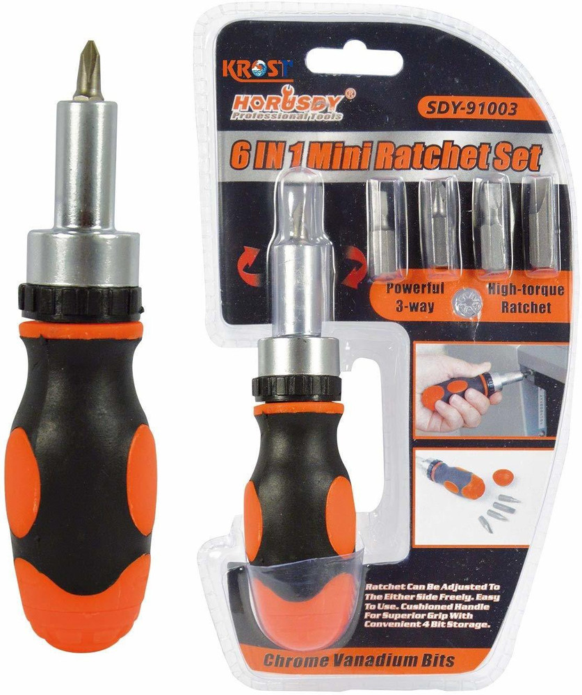 Krost Mini Ratchet 6 in 1 Screwdriver Set Ratchet Screwdriver Set
