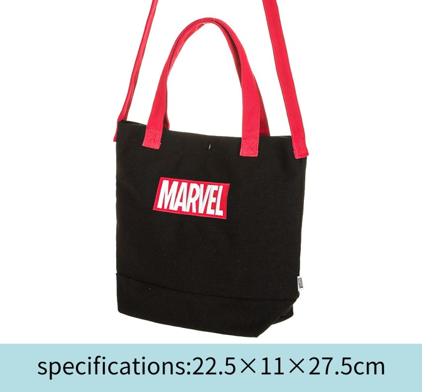 MINISO Marvel Shoulder Bag Cotton Canvas Tote Bag with Large Capacity,White  & Black 