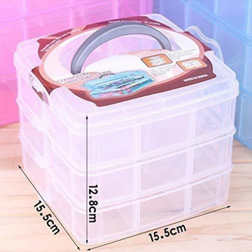 Clear Plastic Jewelry Bead Storage Box 3 Layers Container