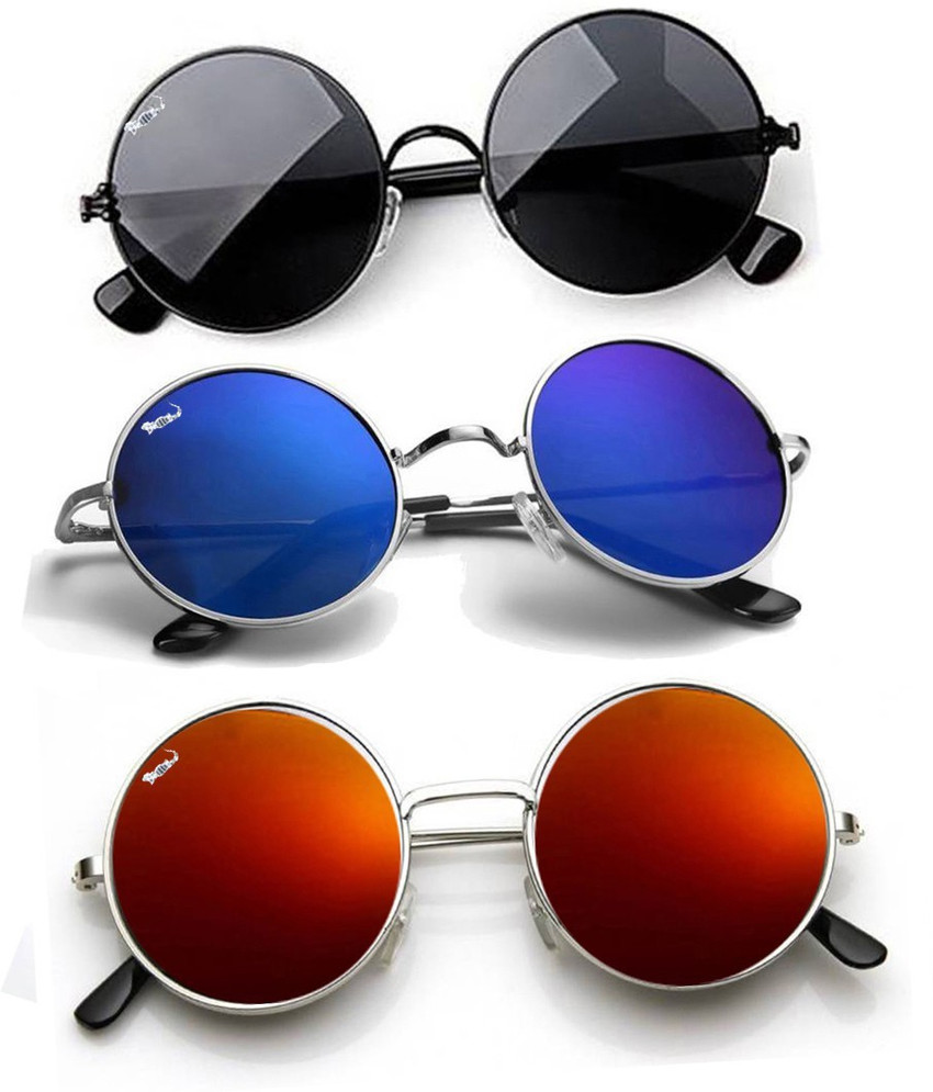 Buy Elligator Round Sunglasses Black Blue Red For Men Women