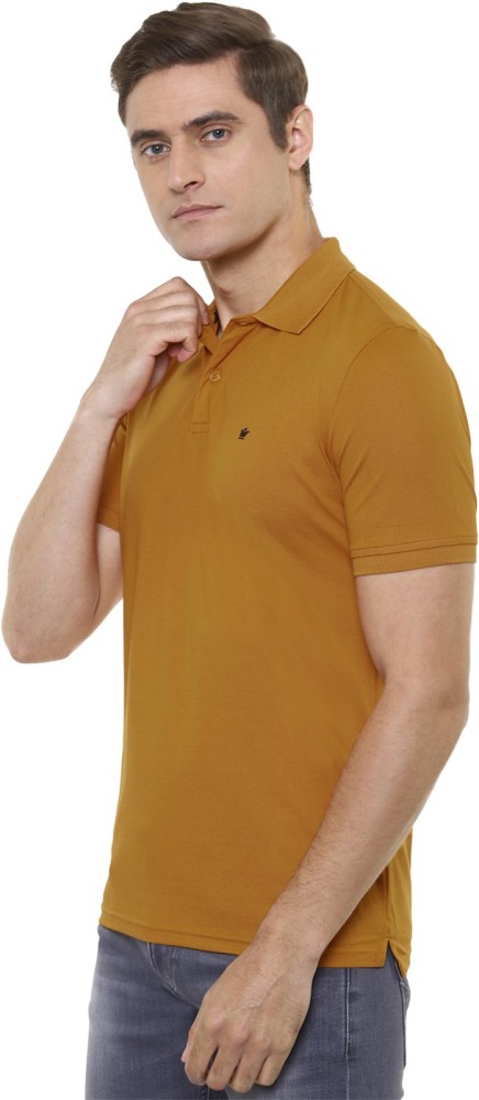 Louis Philippe Men Yellow Solid Polo T-Shirt