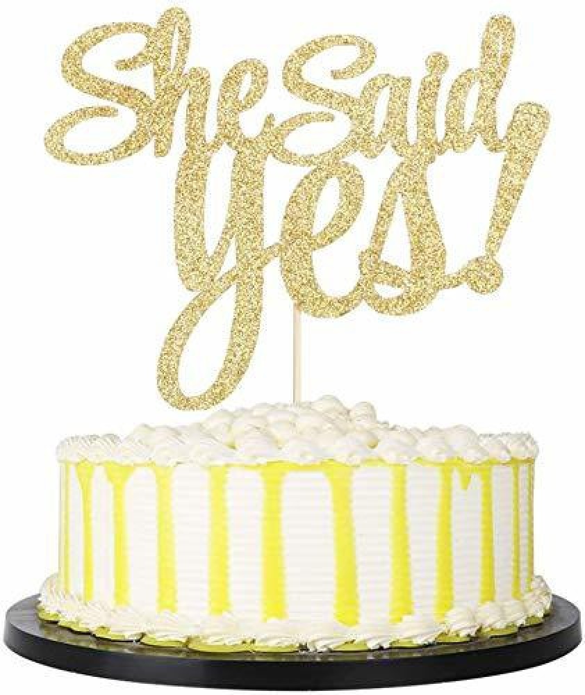 She Said Yes Cake Topper - Rustic Bridal Shower Cake Decorations –  Celebrating Together