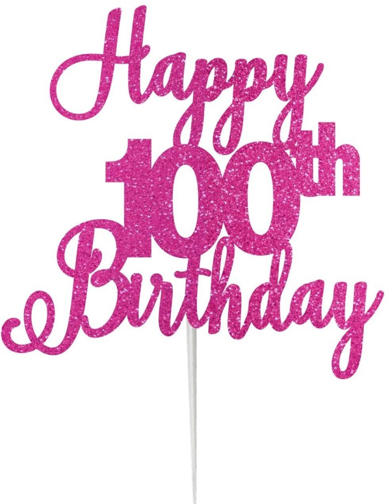CakeSupplyShop Item#100CTA 100th Birthday / Anniversary Cheers Soft Gold  Glitter Sparkle Elegant Cake Decoration Topper