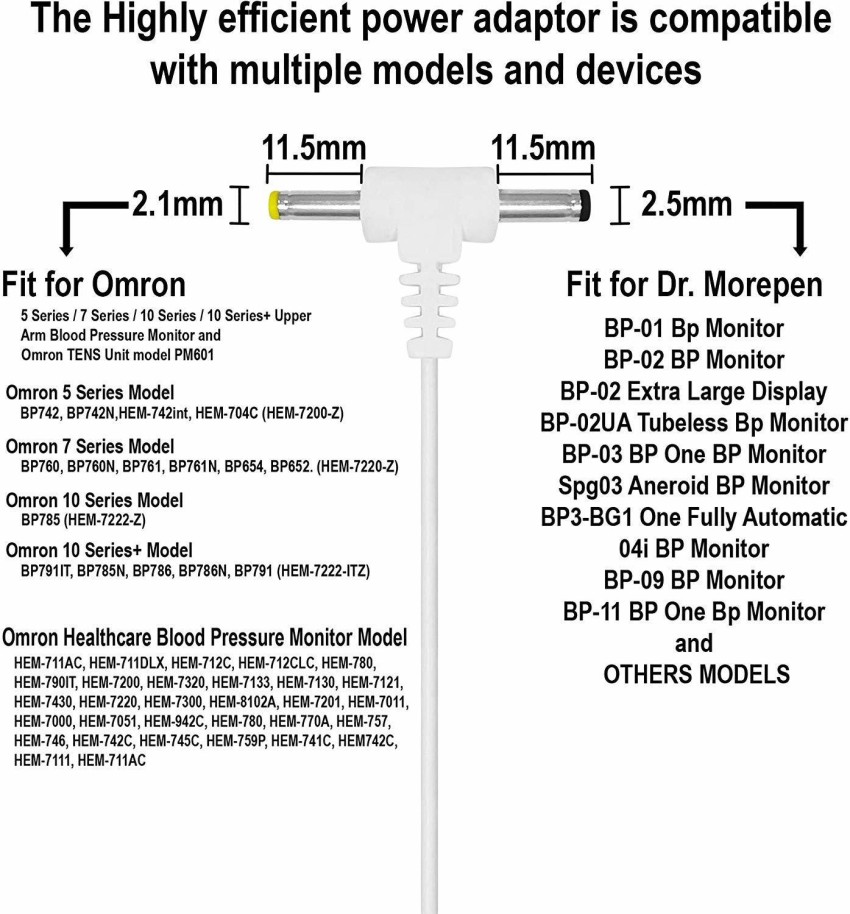 Upper Arm Blood Pressure Monitor, Dc Adapter Charger, Bp760n Adapter