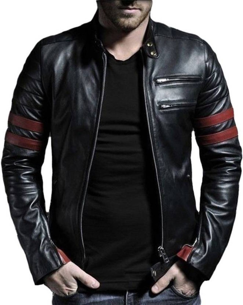 Black leather jacket shop for mens flipkart