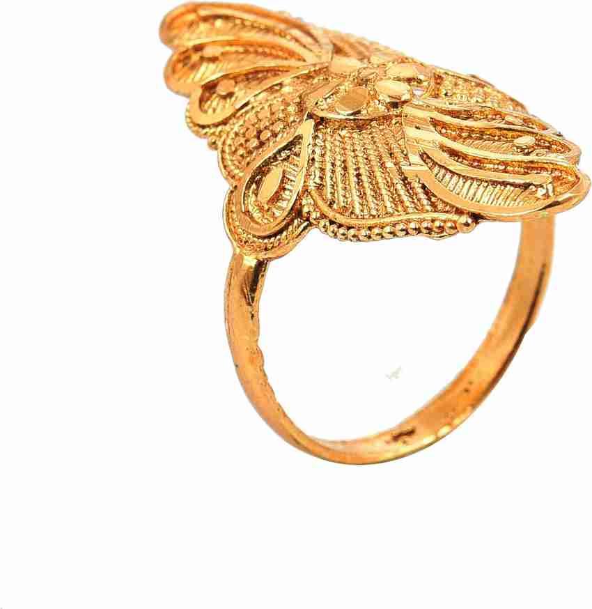 Weldecor Ethnic 18k Gold Plated Brass Oxidized Ring for Women