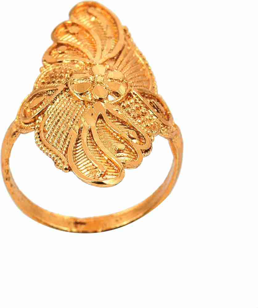 Weldecor Ethnic 18k Gold Plated Brass Oxidized Ring for Women