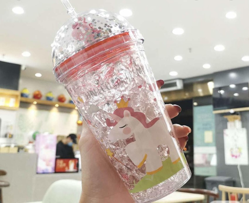 Qualityzone Plastic Unicorn Sipper Bottle, Tumbler