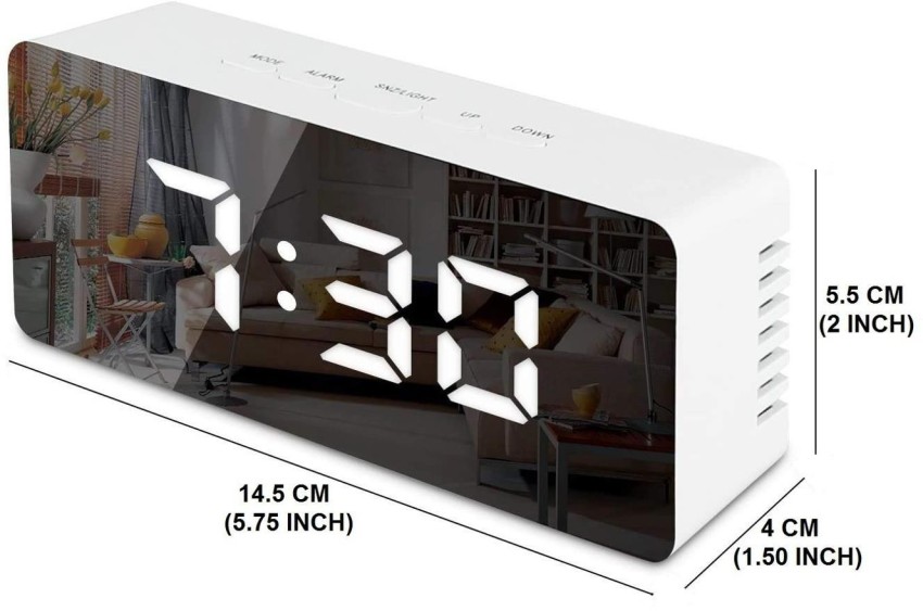 Digital LED Desk Alarm Clock Large Mirror Display USB Snooze Temperature G  4R