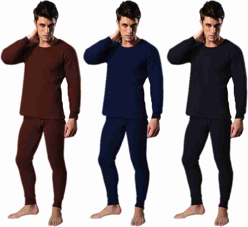 CROTUS Men Winters Woolen Thermal Wear Vest Upper Lower Inner Set, Round  Neck Fleece Thermal Wear Set