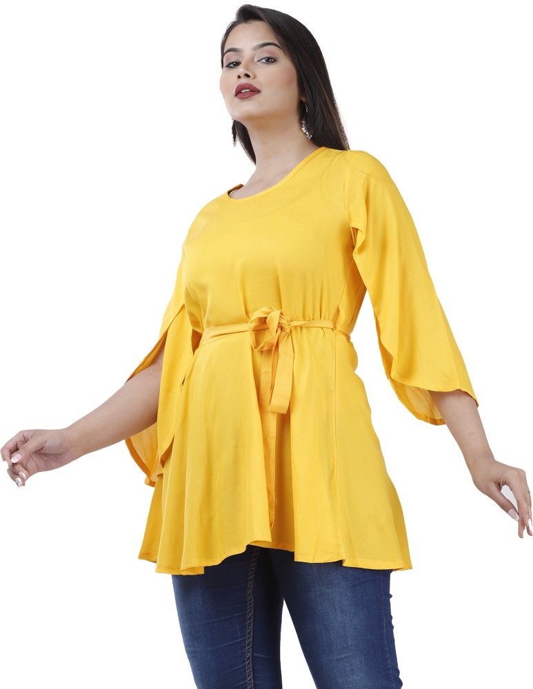 Yellow long cheap top ladies