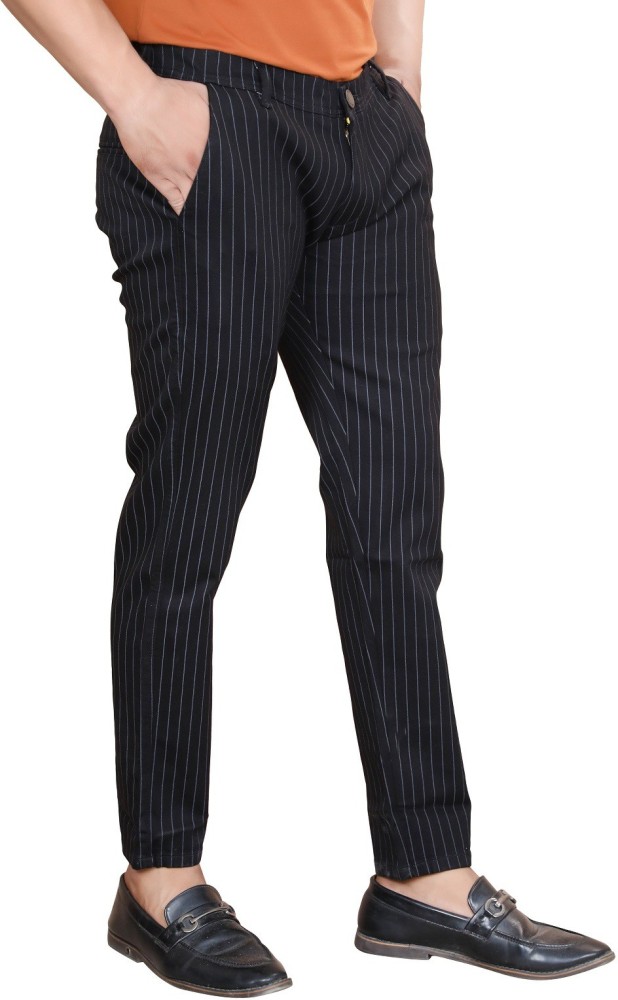 Stripe Formal Trousers In Black B91 Mac