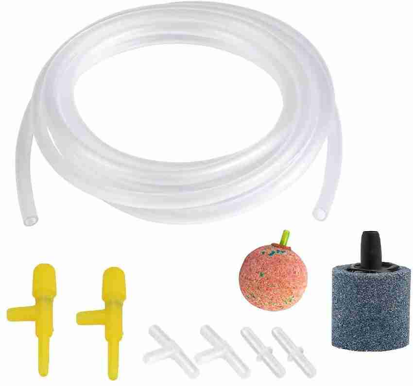 Despacito Aquarium Air Pump Accessories Set with Airline Tubing Soft Air Pump Hose Plastic Inline Tubing Air Stone For Aquarium 4 Way X 3 Way T and Straight Shape Connectors for Fish Tank