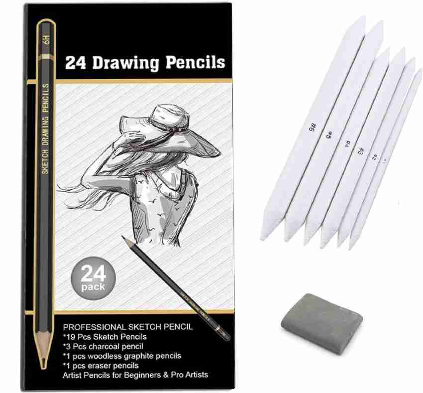 Definite Art Professional Drawing Sketching Pencil Set; Degree Grade Pencils-  14B, 12B, 10B, 9B, 8B, 7B