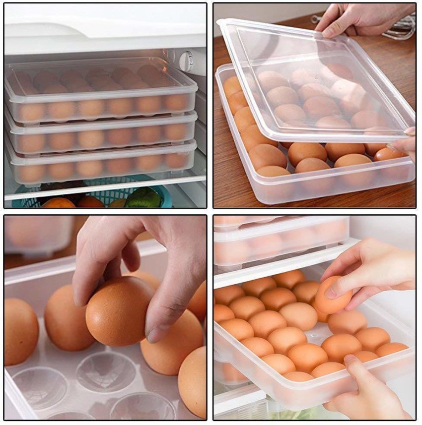 Kuvadiya Sales 24 Grid Egg Storage Holder Container Box Tray with Lid,  Clear Storage Box (Clear) Storage Box Price in India - Buy Kuvadiya Sales  24 Grid Egg Storage Holder Container Box