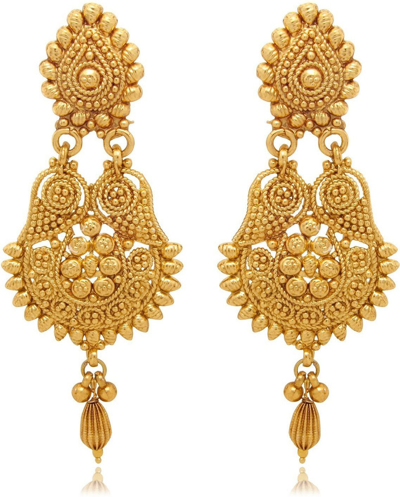 Flipkartcom  Buy FRESH VIBES Ethnic Golden Fancy Party Wear Traditional  White Stone Jhumka Earrings for Women Metal Jhumki Earring Online at Best  Prices in India