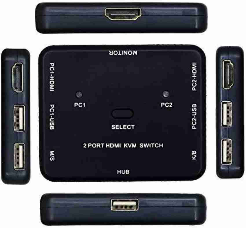 Rybozen KVM Switch HDMI 2 Port Box, 2 Computers Share Keyboard