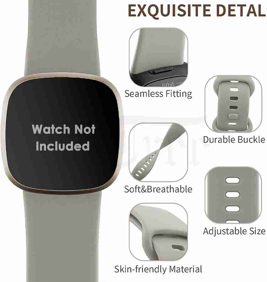 CellFAther Silicone Sport Strap Compatible with Fitbit Sense Fitbit Versa 3 Adjustable Water Proof Soft Replacement Wristbands for Women Men Grey Large Smart Watch Strap Price in India Buy CellFAther ...