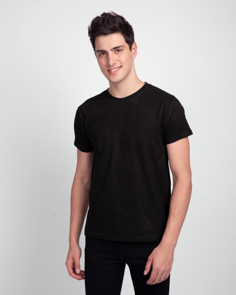 gofits Solid Men Round Neck Black T Shirt Buy gofits Solid Men