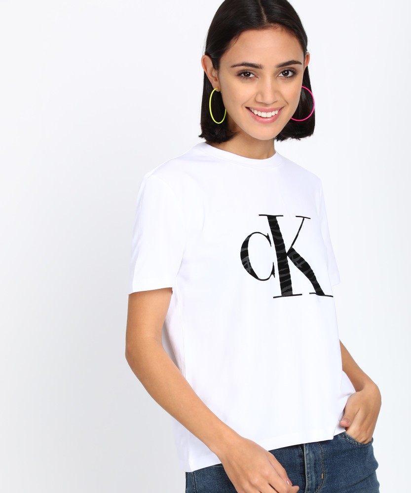 Calvin klein plain cheap white t shirt women's