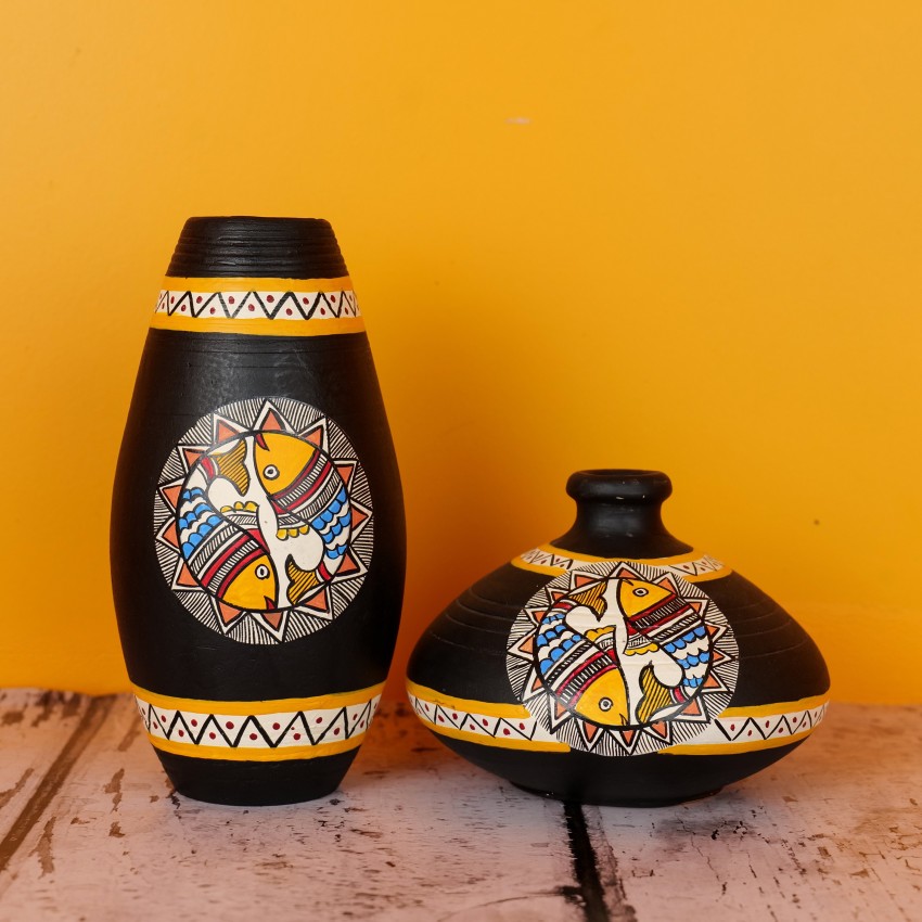 TIED RIBBONS Traditional Hand-Painted Decorative Ceramic Vases