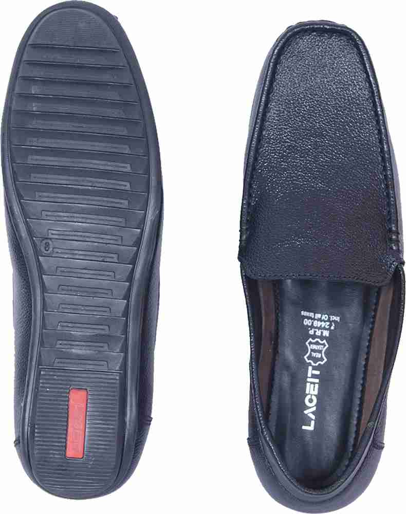 LACE IT Men Black Lather Lofar Shoes Slip On For Men Buy LACE IT
