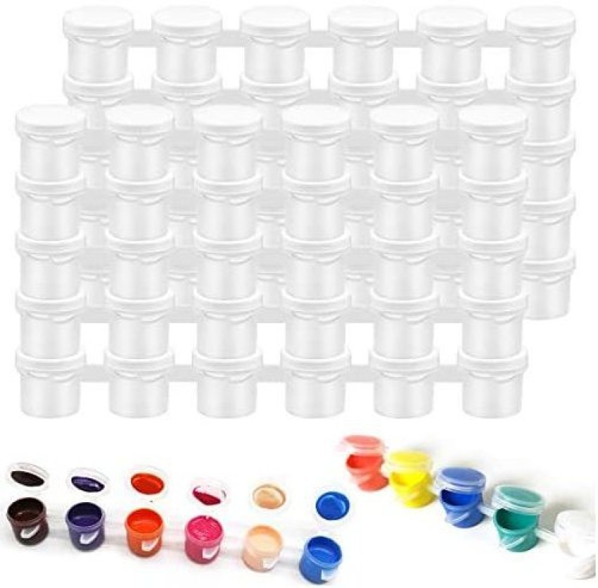 SOUJAP 120 Strips 720 Pots 3 ml Empty Paint Pot, Clear Paint Strips Cup Pots with Lids, Mini Plastic Paint Containers for Crafts Paint Storage