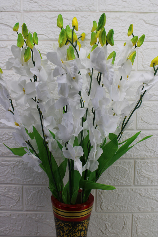 TFH Orchid Flower For Home Decoration White Orchids Artificial