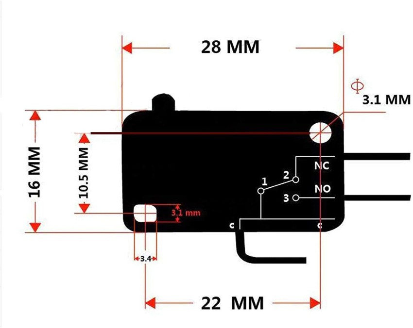 WHITEFLIP Set of 5 Microwave Oven Door Micro Switch, Interlock Switch
