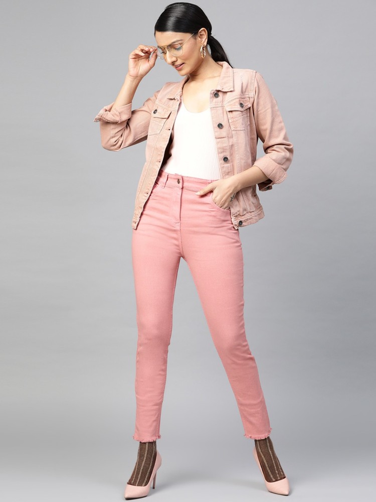 Buy SASSAFRAS Slim Women Pink Jeans Online at Best Prices in