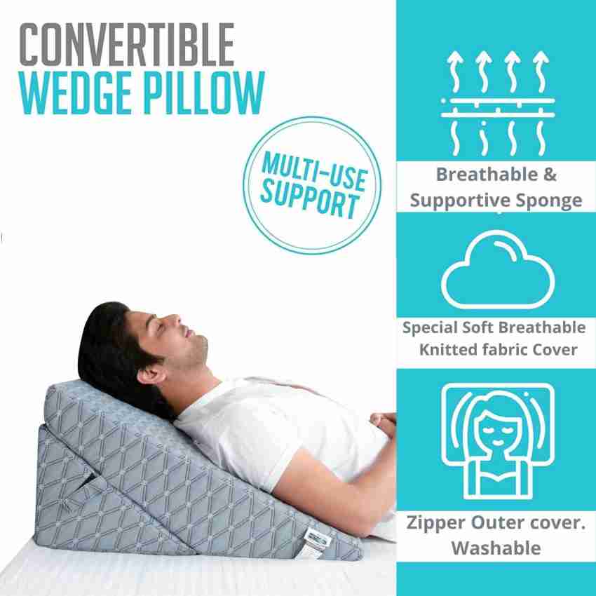 Elevating Leg Rest Wedge Bed Pillow–Acid Reflux Pain Support Cushion Memory  Foam