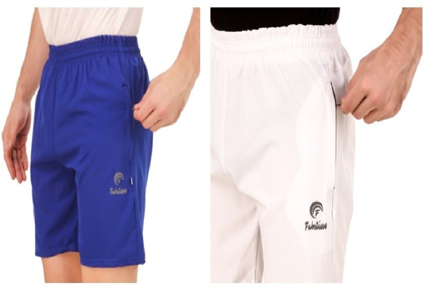 FABSTIEVE Solid Men White, Blue Regular Shorts - Buy FABSTIEVE Solid Men  White, Blue Regular Shorts Online at Best Prices in India