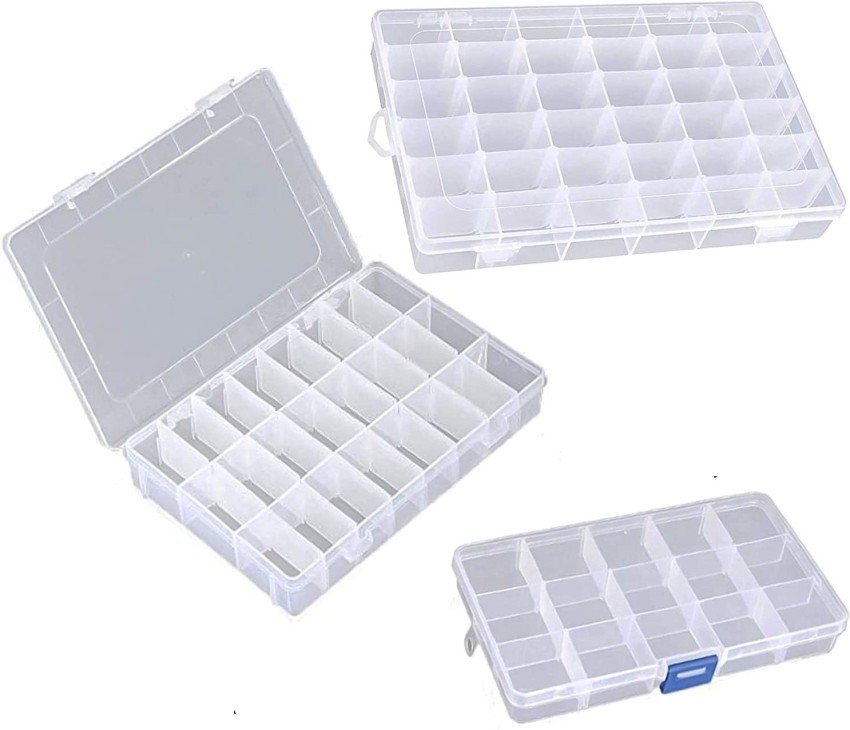 Clear Plastic Storage Boxes With Lid 15 Grid Adjustable Storage Box With  Compartments for Craft Storage, Beads, Button, Jewelry Earring Ring 