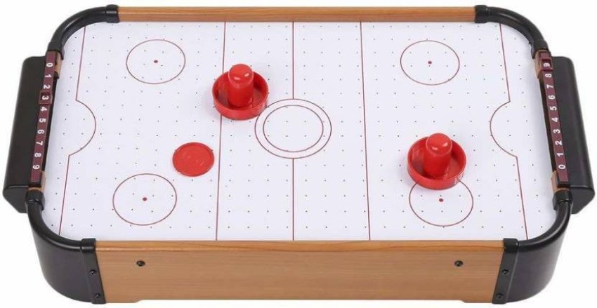 oxycreation Battery Operated Wooden Mini Table Top Air Hockey Game