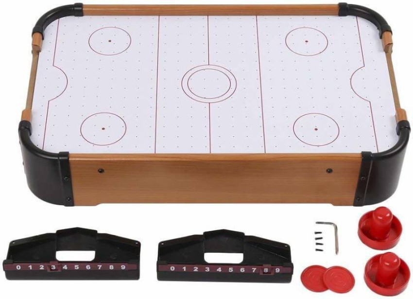 oxycreation Battery Operated Wooden Mini Table Top Air Hockey Game