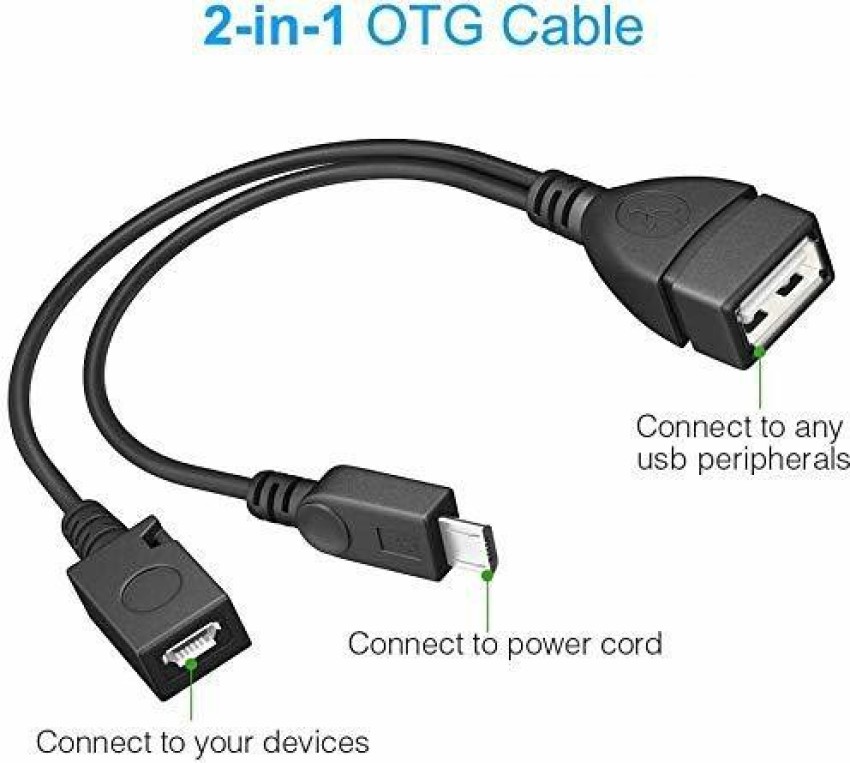 AMBLIC New 2 in 1 Micro USB Y Splitter Cable, USB OTG Hosting to Power up