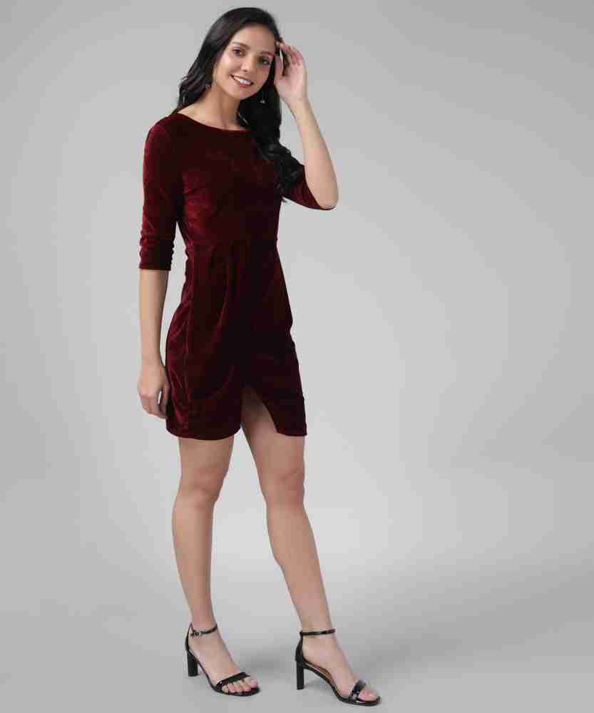 Vaararo Women Bodycon Maroon Dress
