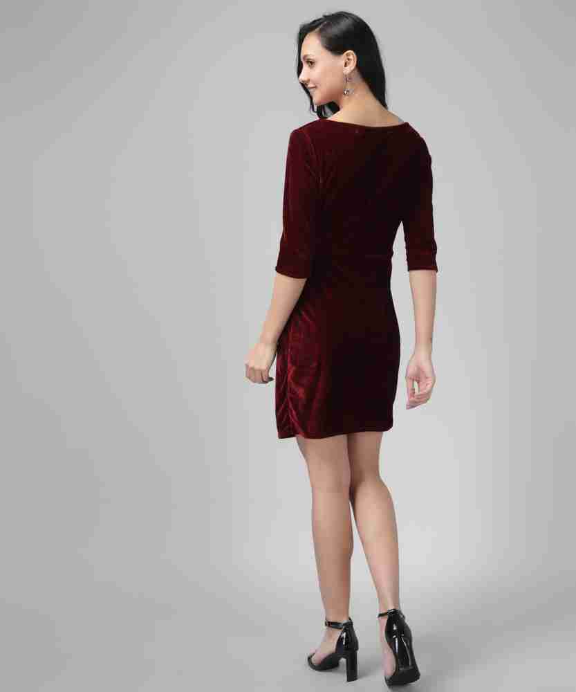 Maroon color one new arrivals piece dress